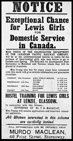 Newspaper Article: Exceptional chance for Lewis Girls for Domestic Service in Canada Newspaper Article: Exceptional chance for Lewis Girls for Domestic Service in Canada